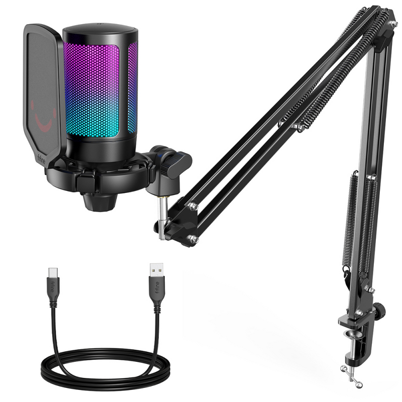 Micrófono Gamer Fifine A6T Black c/ Soporte de brazo