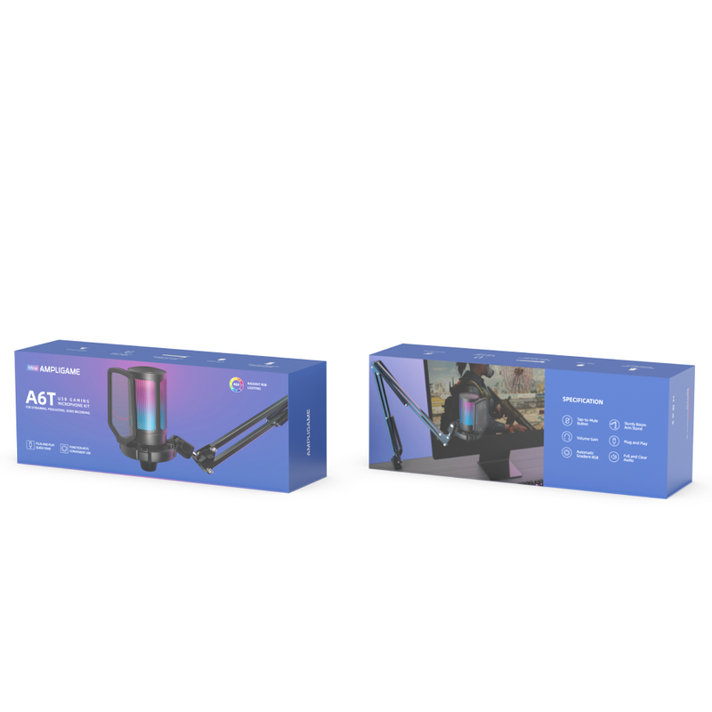 Micrófono Gamer Fifine A6T Black c/ Soporte de brazo