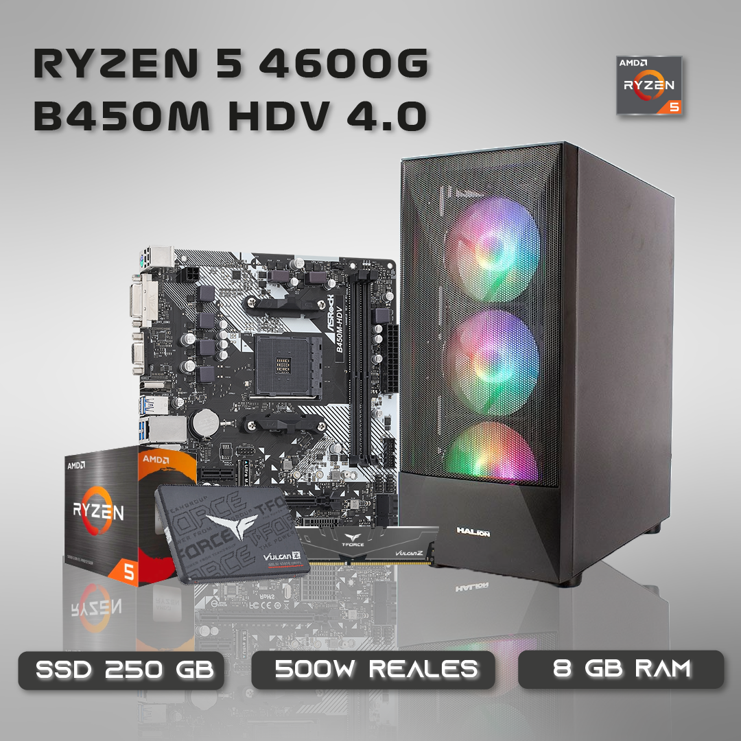Pc Gamer Ryzen 5 4600G / 8GB / 256GB / Polaris 500W