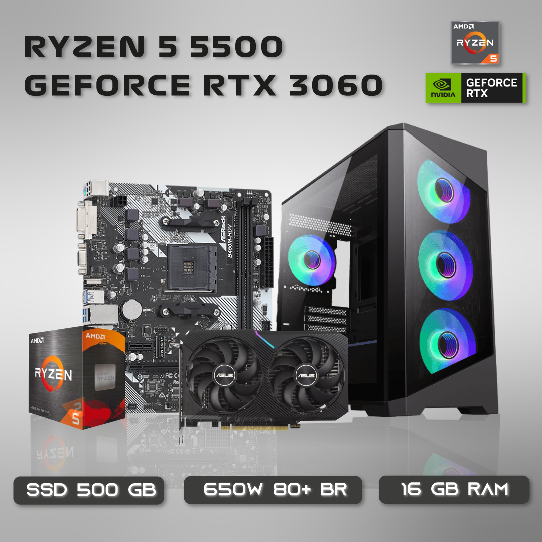Pc Gamer R5 5500 + RTX 3060