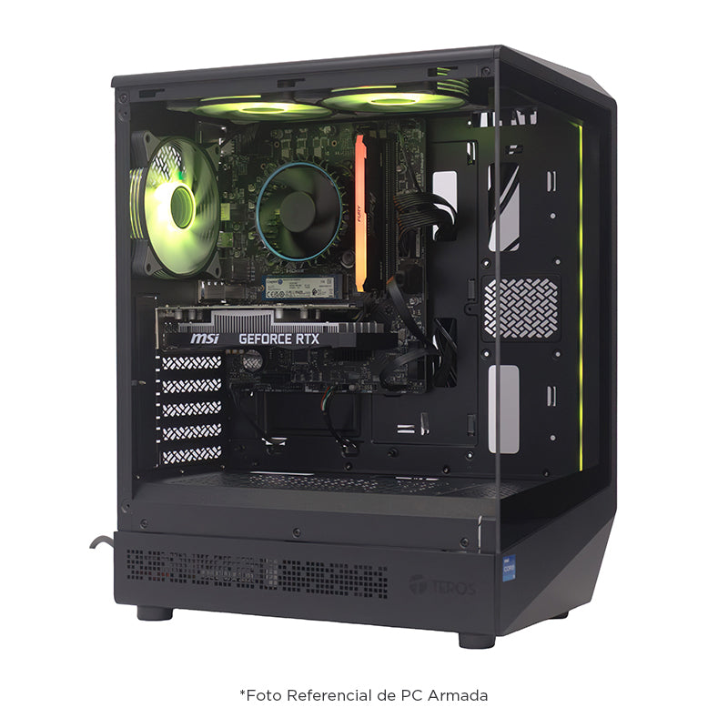 Case gamer TEROS TE-1321G, Mid Tower, USB 3.0 / USB 2.0, audio, ventilador ARGB, negro