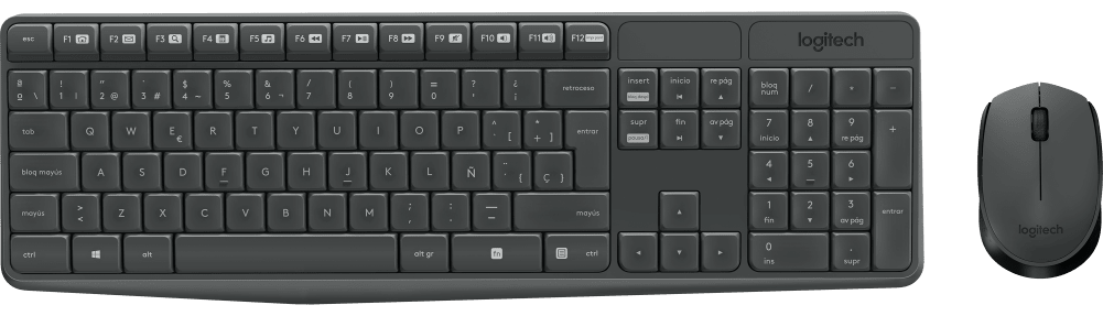 Teclado Logitech + Mouse MK235 Wireless USB SP Black