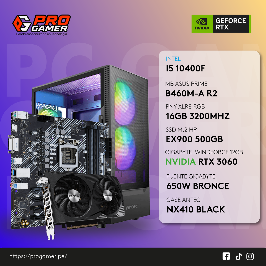 Pc Gamer I5 10400F / RTX 3060 12GB / 16GB / SSD 500