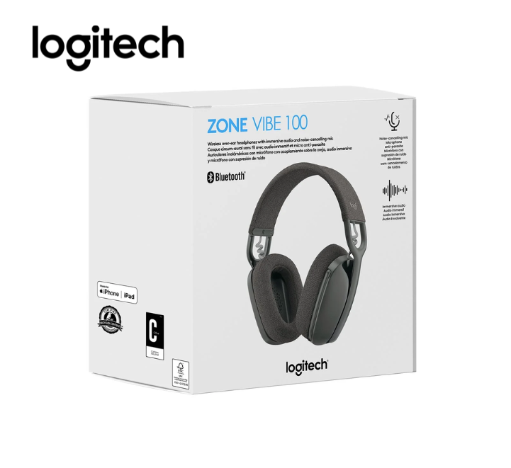 AUDIFONO C/MICROF. LOGITECH ZONE VIBE 100 BLUETOOTH BLACK