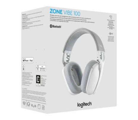 AUDIFONO C/MICROF. LOGITECH ZONE VIBE 100 BLUETOOTH WHITE