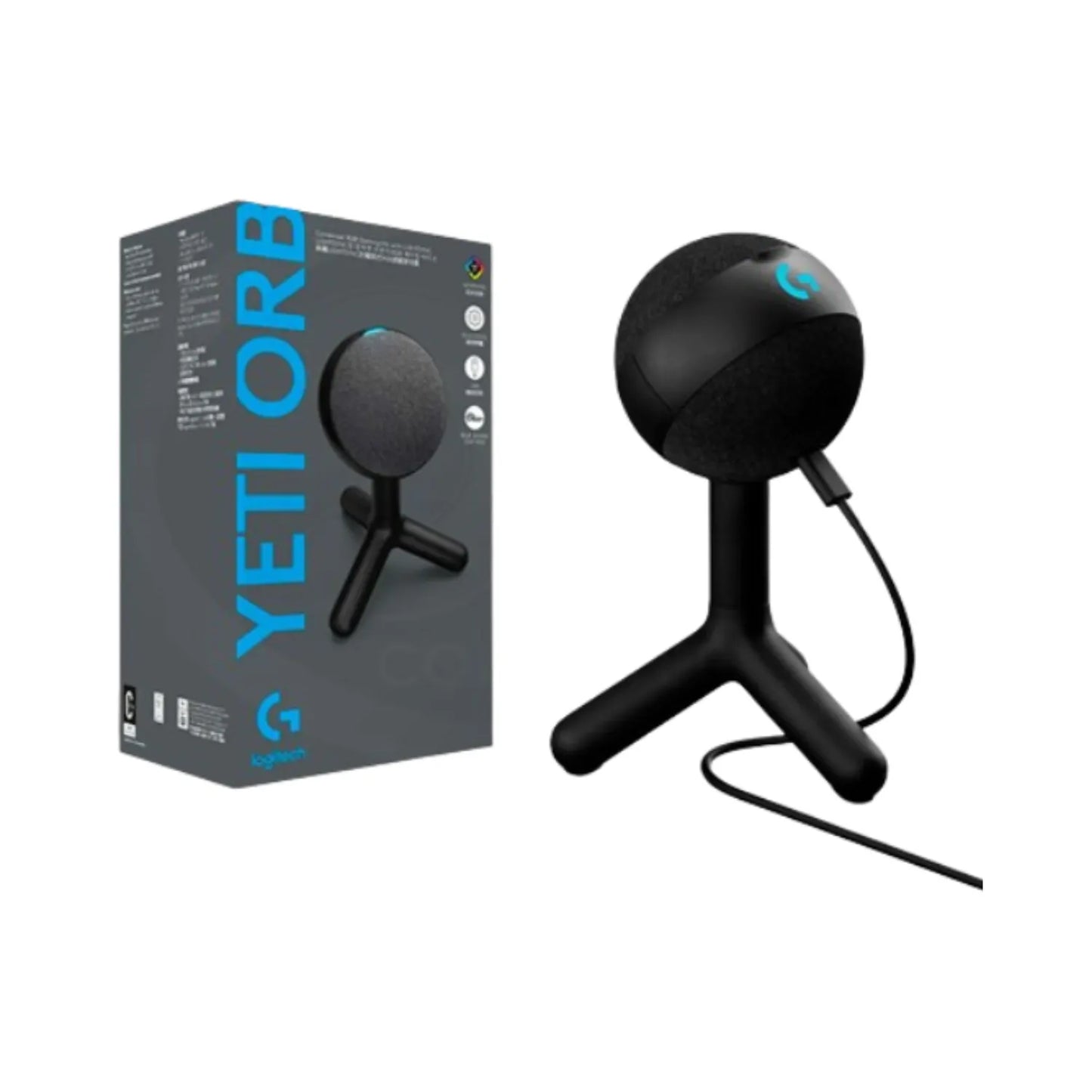 MICROFONO LOGITECH YETI ORB CARDIOID USB P/STREAMING RGB LIGHTSYNC BLACK