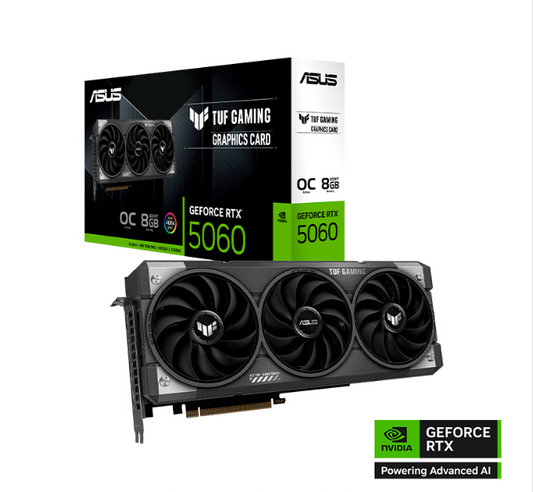 Tarjeta de video ASUS TUF-RTX5060-O8G-GAMING, 8 GB GDDR7, PCIe Gen 5.0