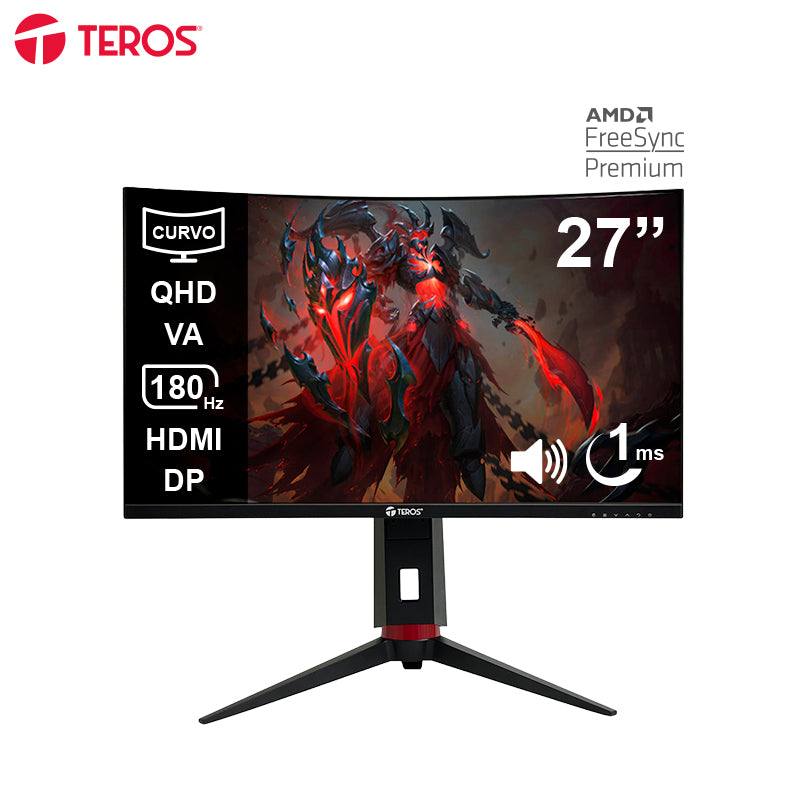 Monitor curvo gaming TEROS TE-2767G, 27" QHD, 180Hz