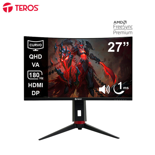 Monitor curvo gaming TEROS TE-2767G, 27" QHD, 180Hz