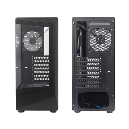 Case gamer TEROS TE-1321G, Mid Tower, USB 3.0 / USB 2.0, audio, ventilador ARGB, negro