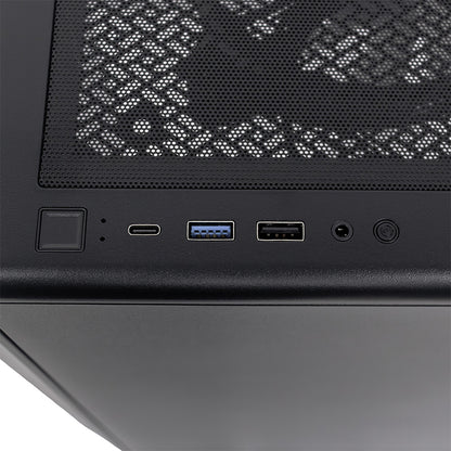 Case gamer TEROS TE-1321G, Mid Tower, USB 3.0 / USB 2.0, audio, ventilador ARGB, negro