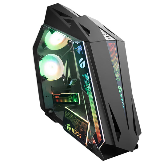 Case gamer TEROS TE-1314G, Mid Tower, USB 3.0 / USB 2.0, audio, ventilador ARGB, negro