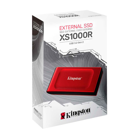 Unidad en estado sólido externa Kingston XS1000, 2TB, USB 3.2 Gen 2 Tipo-C, Color Rojo