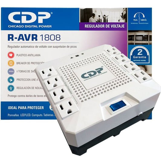 ESTABILIZADOR CDP R-AVR1808I 1800VA/1000W 8 SALIDAS (R-AVR1808I)